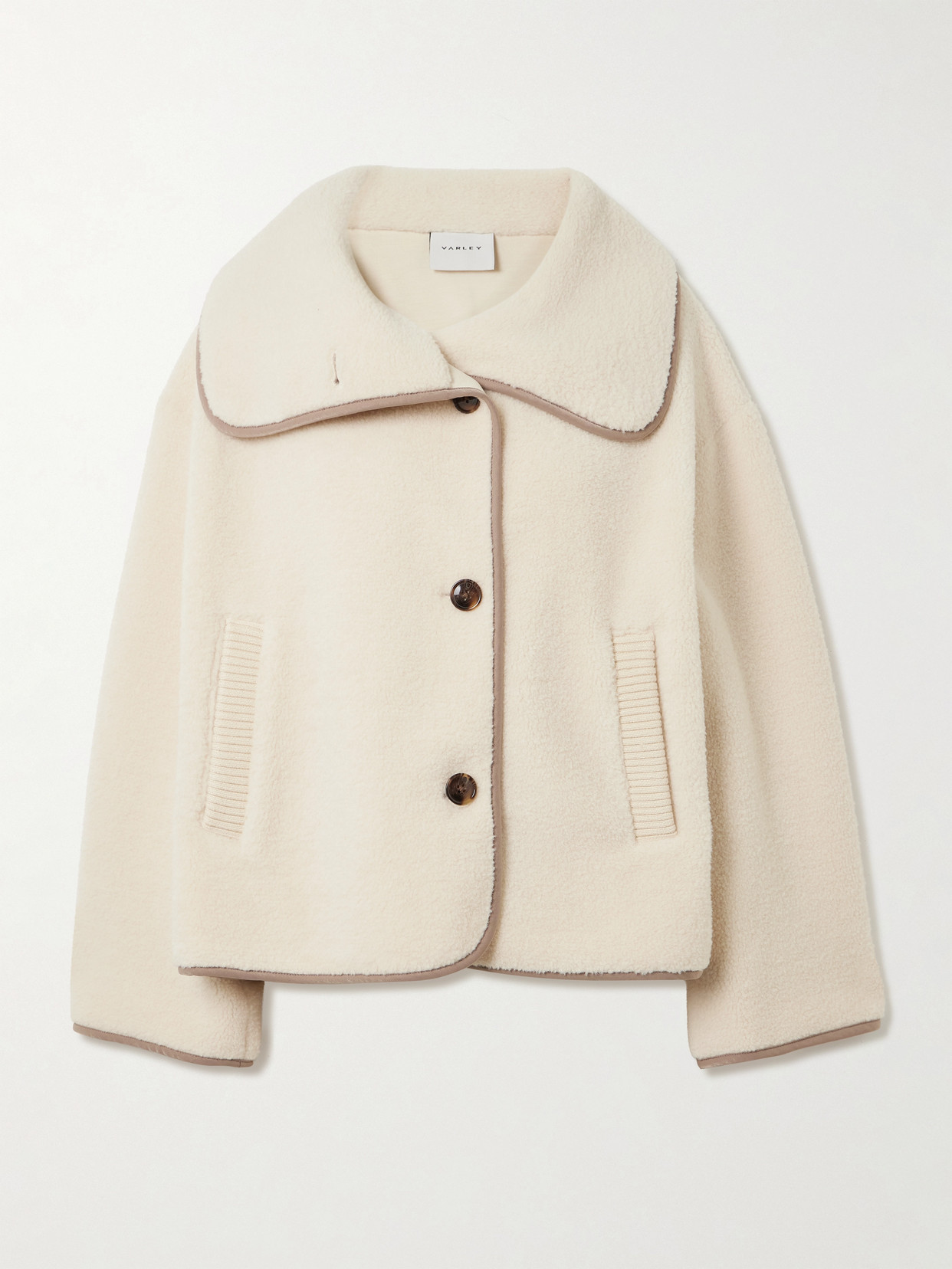 Varley Romane Jersey-trimmed Fleece Jacket In Neutral
