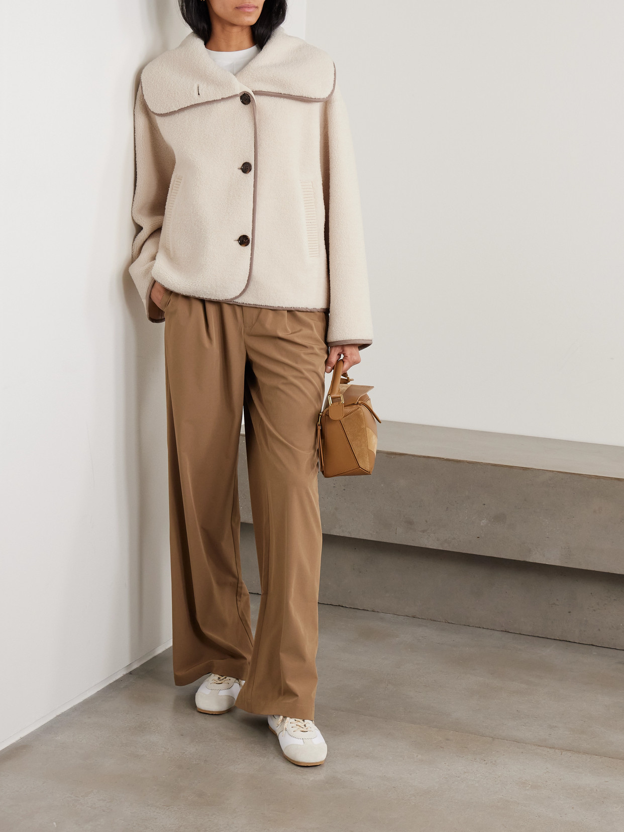 Romane Jersey-Trimmed Fleece Jacket