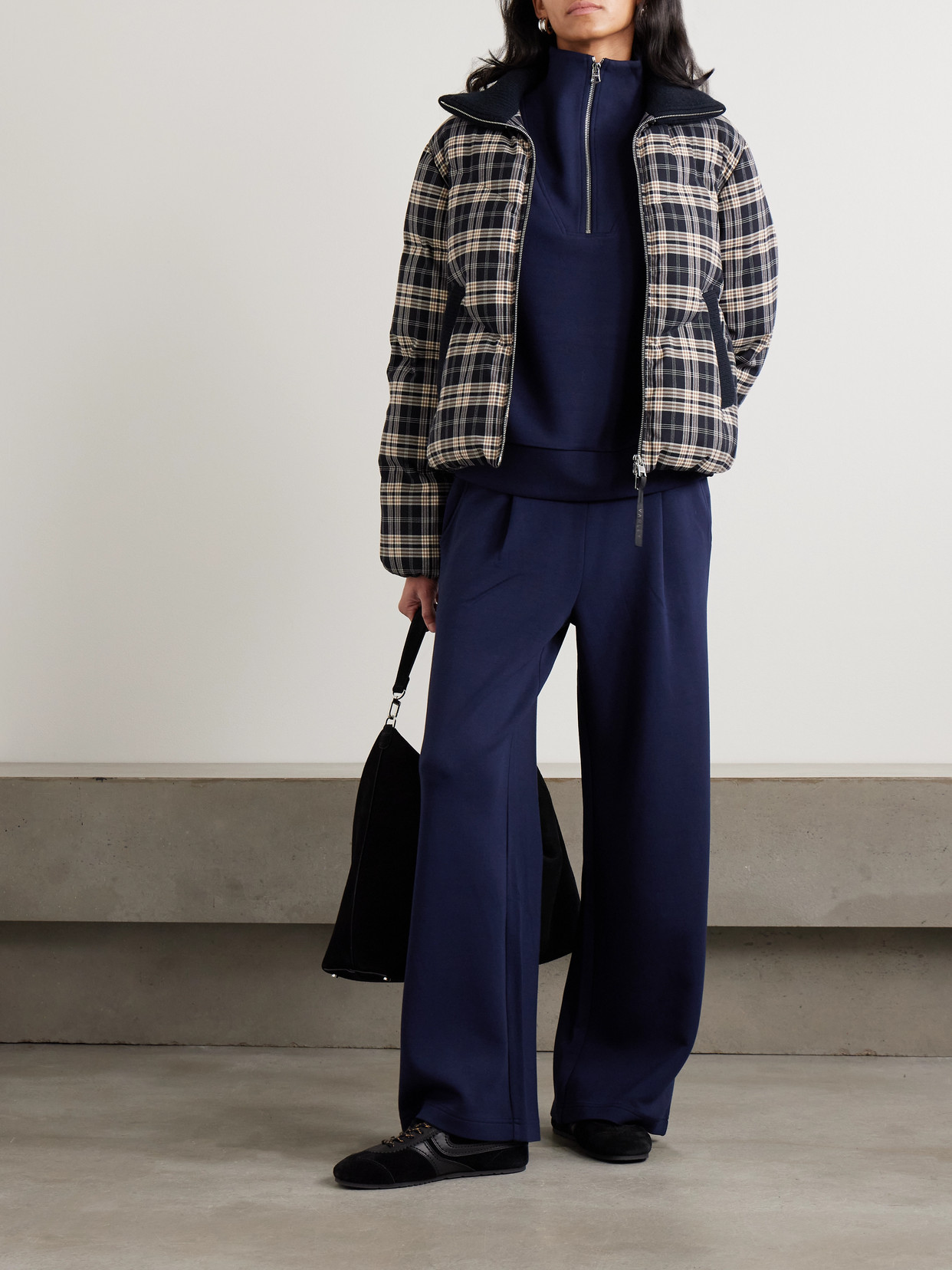 Varley Bryony Ribbed Knit-trimmed Quilted Checked Ski Jacket In Multi