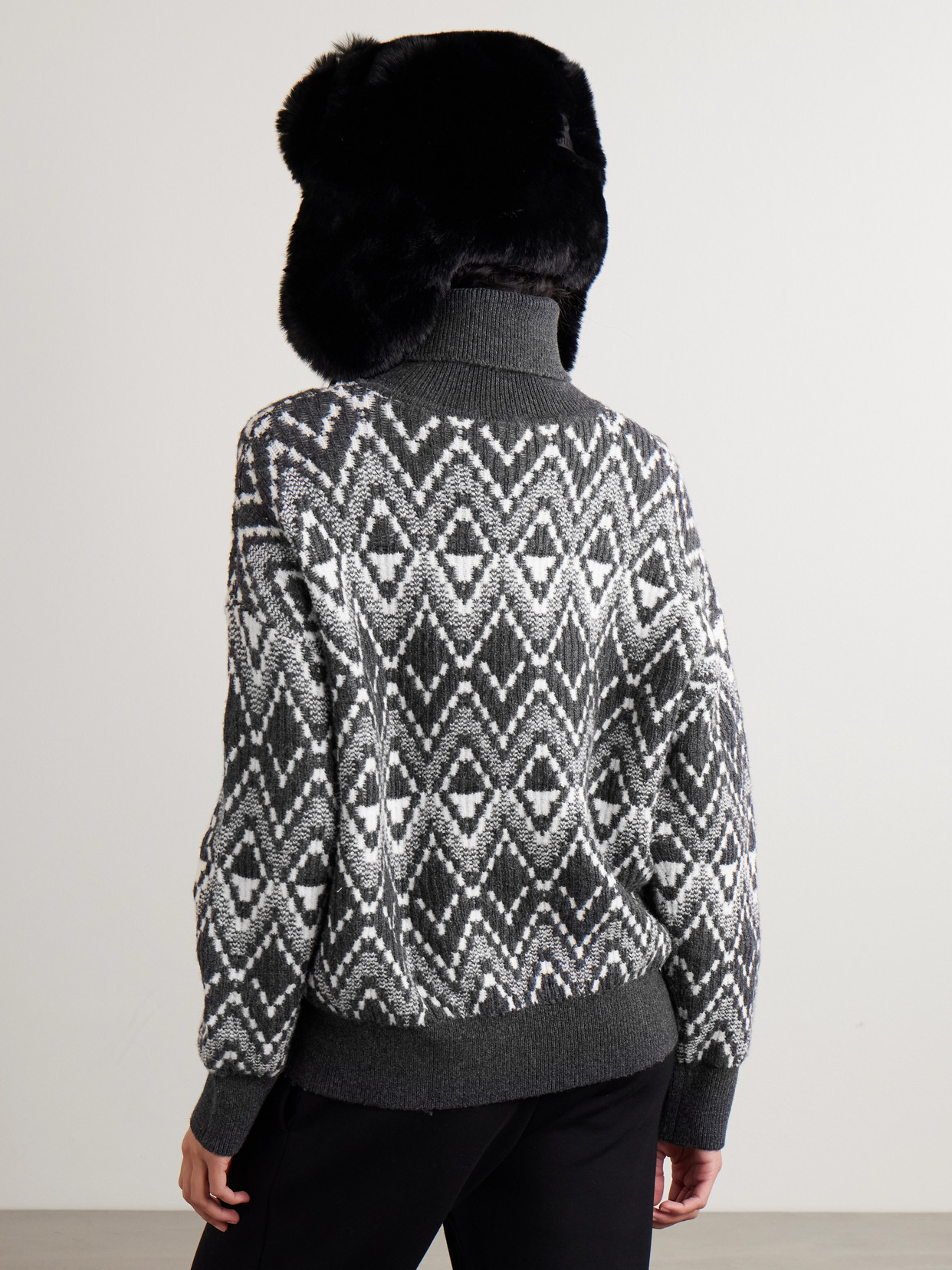 Varley Ida Fair Isle Knitted Turtleneck Sweater In Black