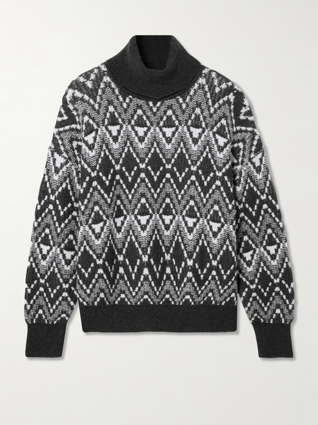 Varley Ida Fair Isle Knitted Turtleneck Sweater In Black