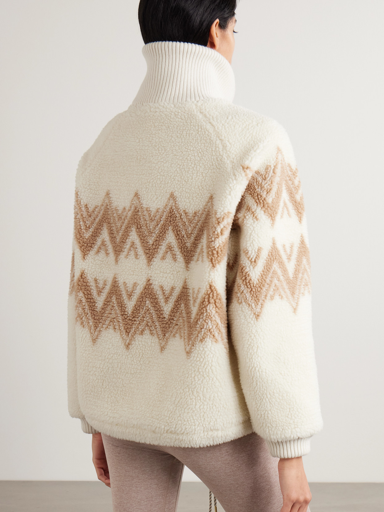 Hendrik Ribbed Knit-Trimmed Printed Fleece Half-Zip Sweater