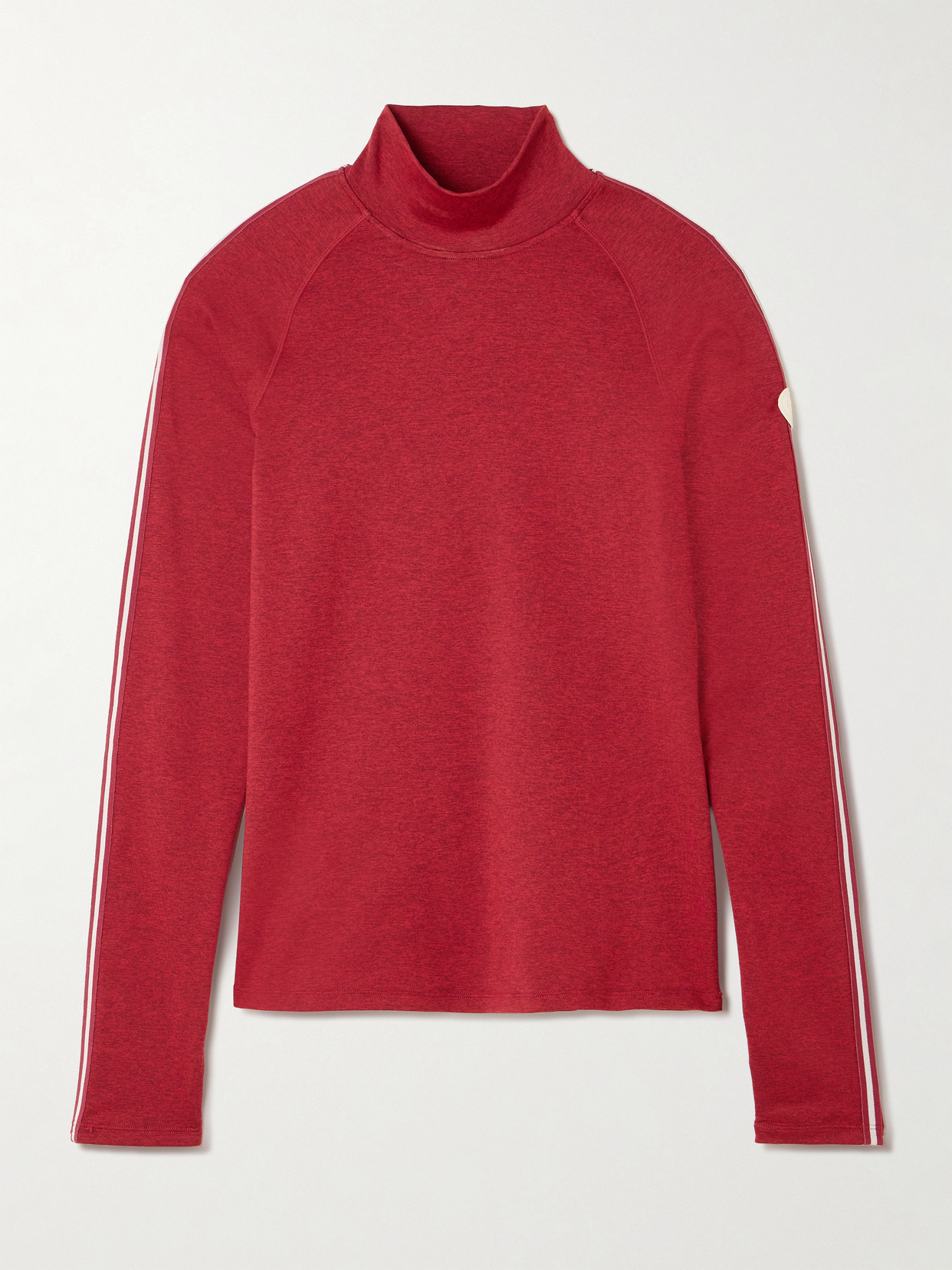 Varley Always Warm Appliquéd Striped Grosgrain-trimmed Jersey Base Layer In Red