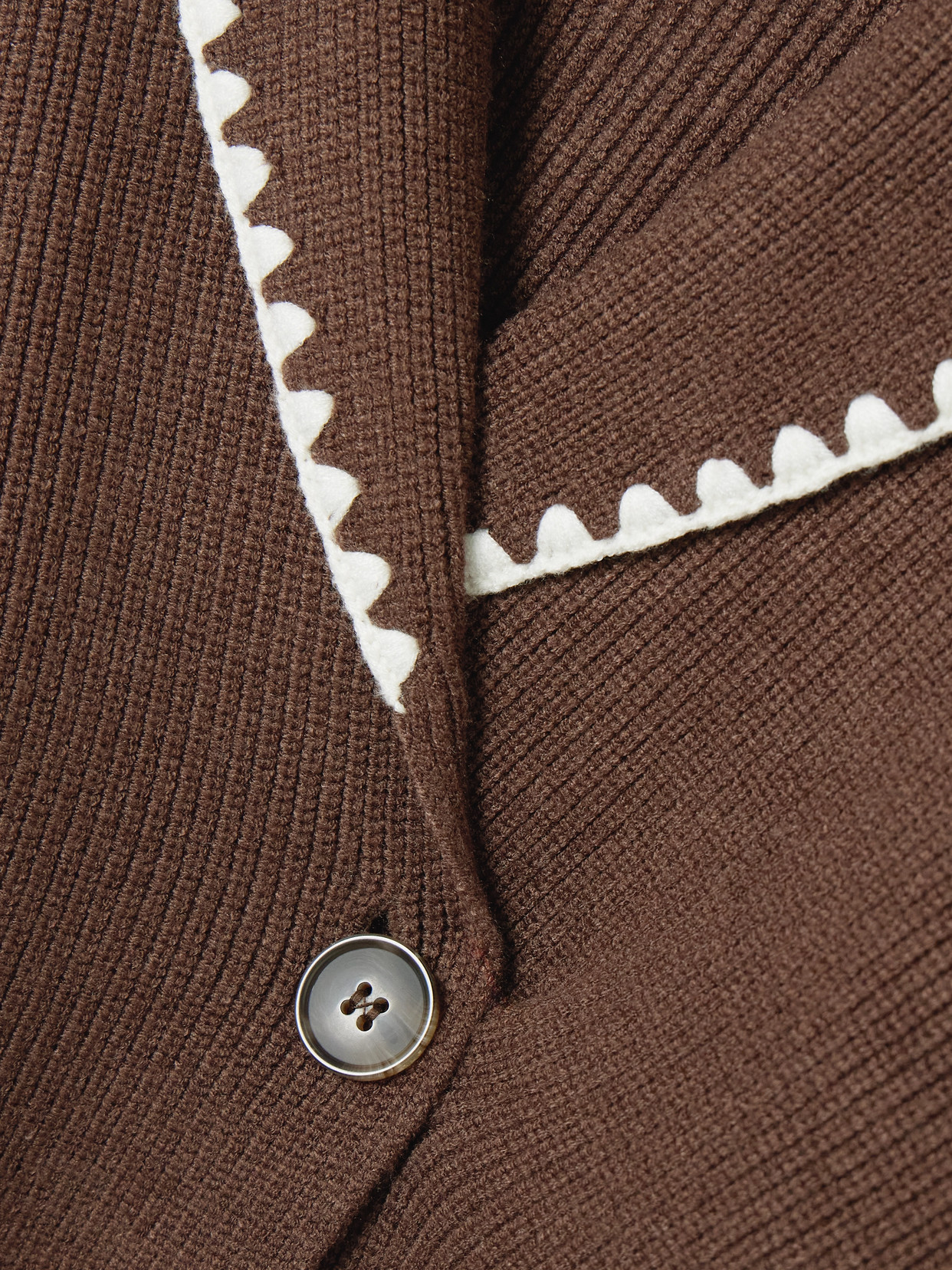 Varley Totley Embroidered Ribbed-knit Cardigan In Brown