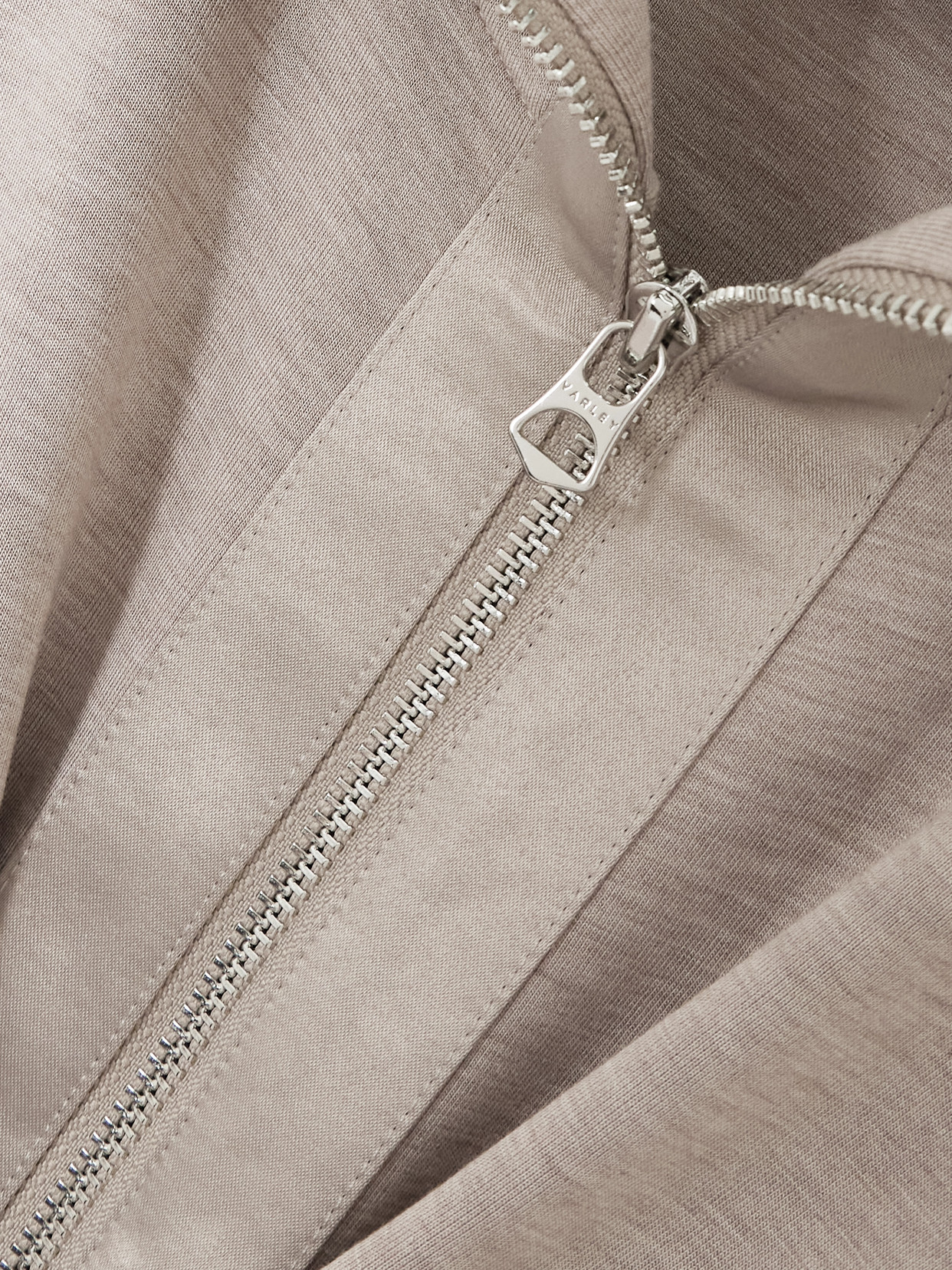 Varley Roxbury Satin-trimmed Doublesoft® Zip-up Sweatshirt In Neutral