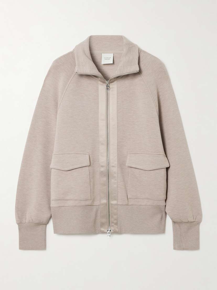 Varley Roxbury Satin-trimmed Doublesoft® Zip-up Sweatshirt
