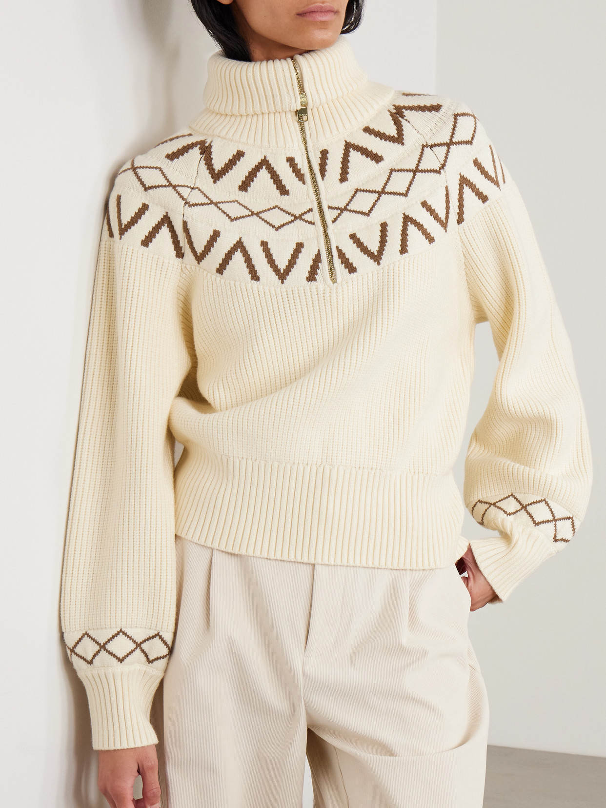 Sigrid Fair Isle Knitted Half-Zip Sweater