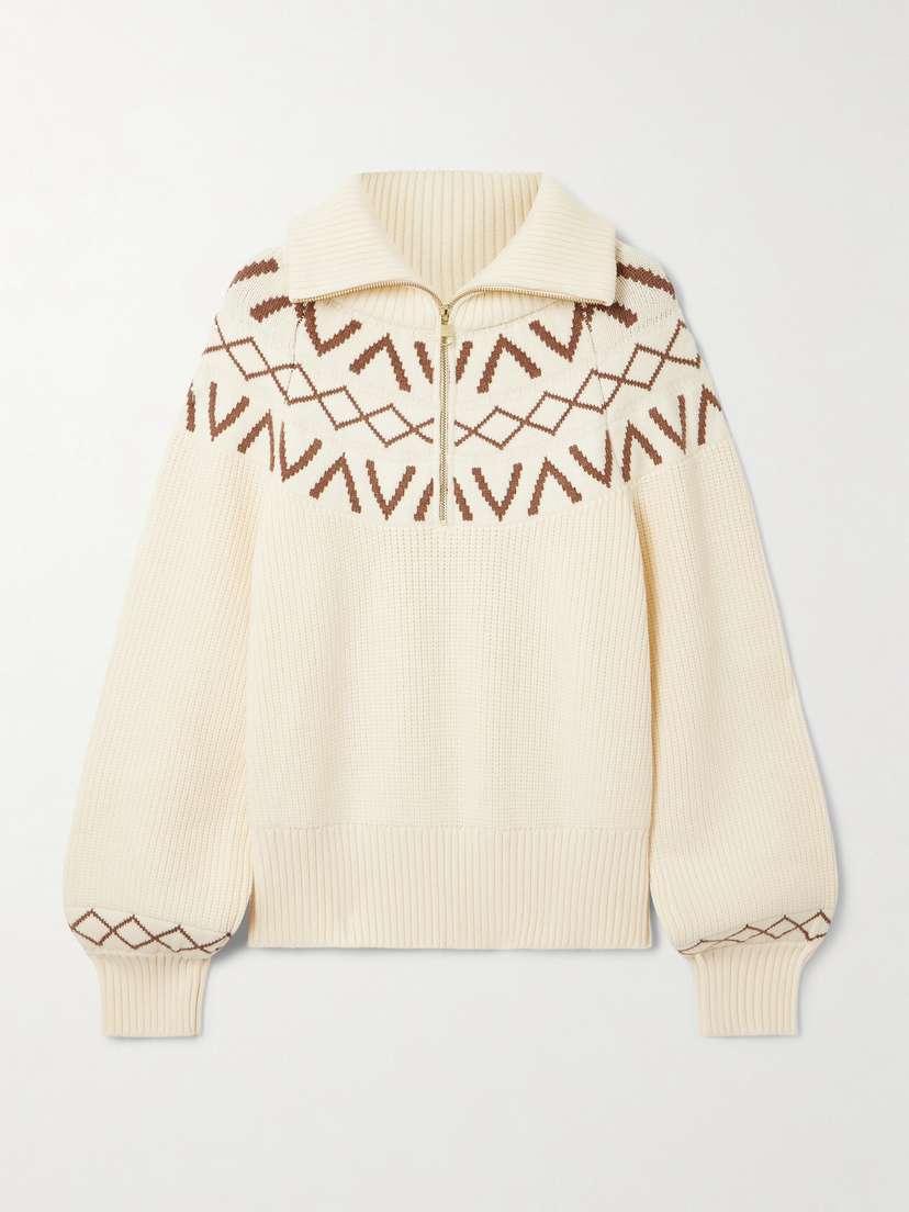 Varley Sigrid Fair Isle Knitted Half-zip Sweater