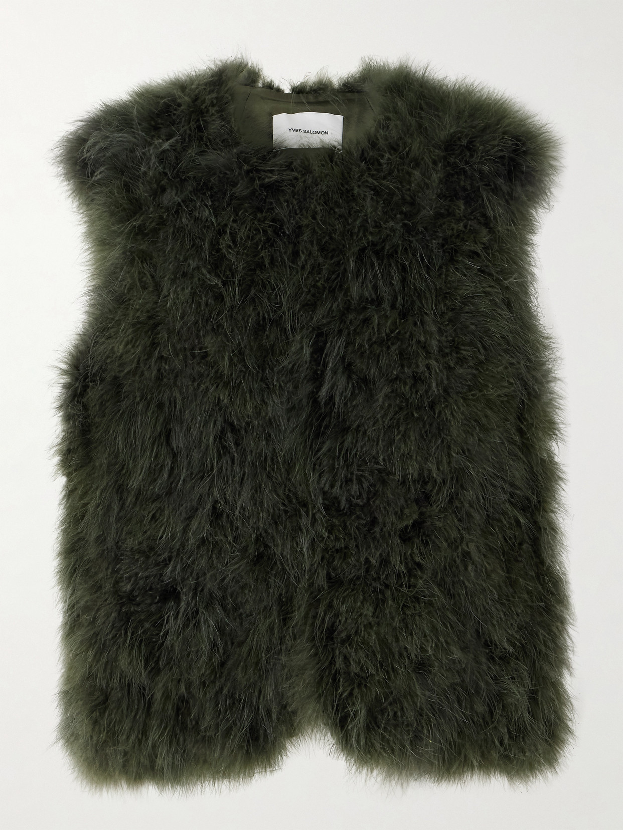 Yves Salomon Feather Vest In Green