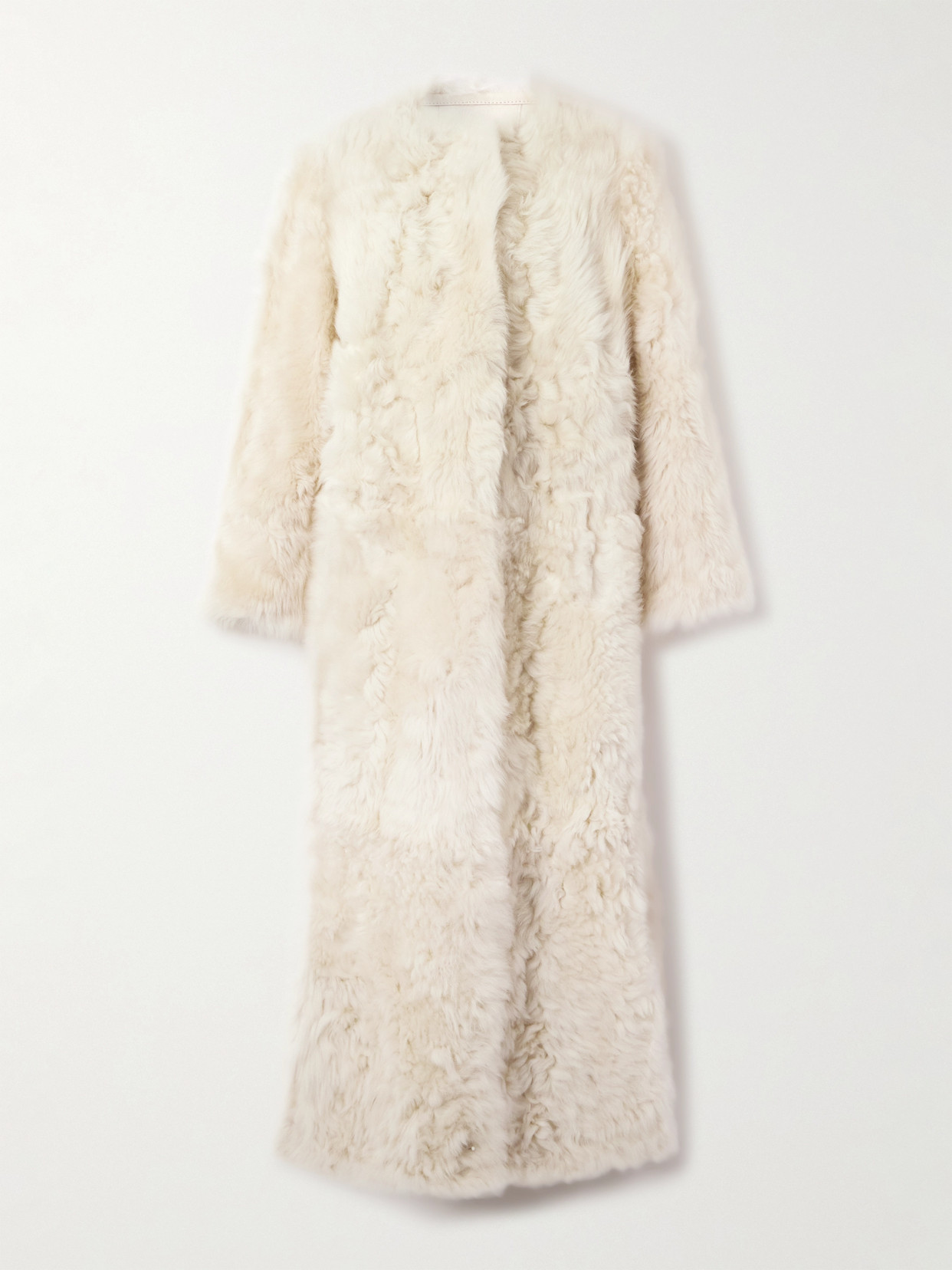 Yves Salomon Shearling Coat In Neutral