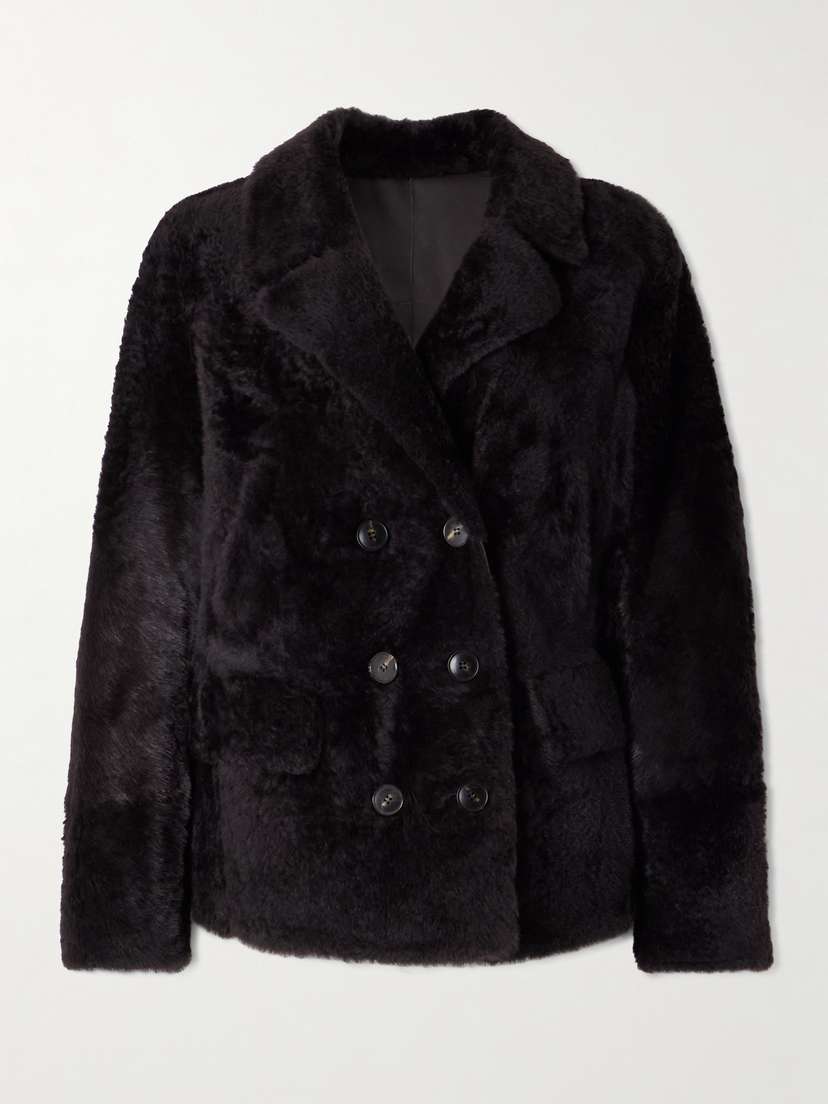 Yves Salomon Double-breasted Shearling Jacket