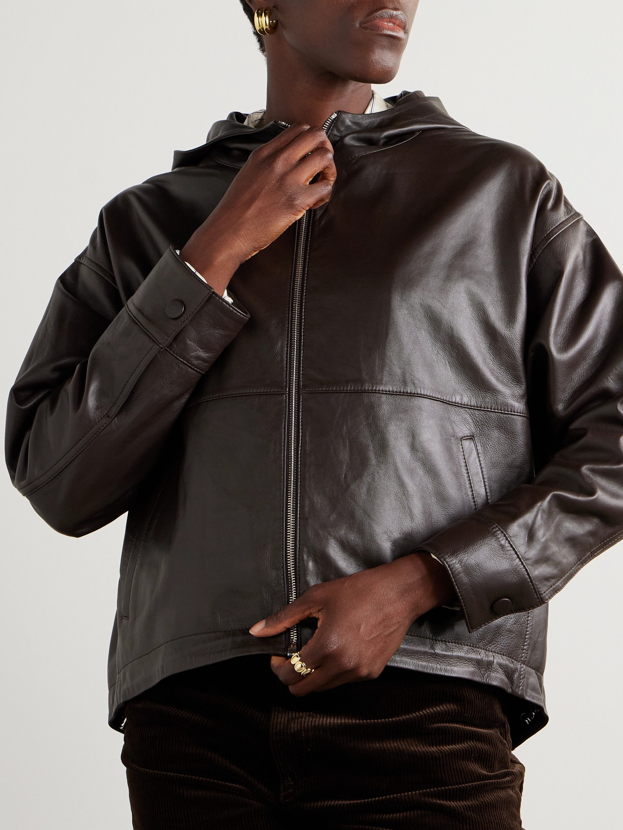 Leather Hooded Jacket