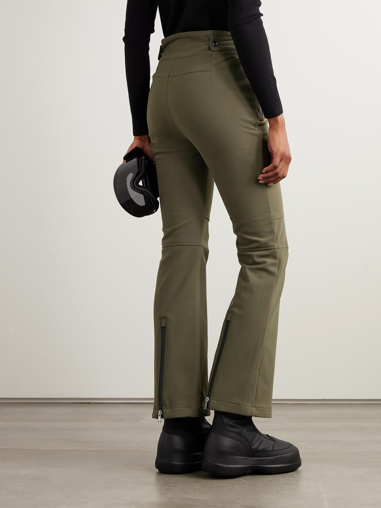 Yves Salomon Shell Flared Ski Pants In Brown
