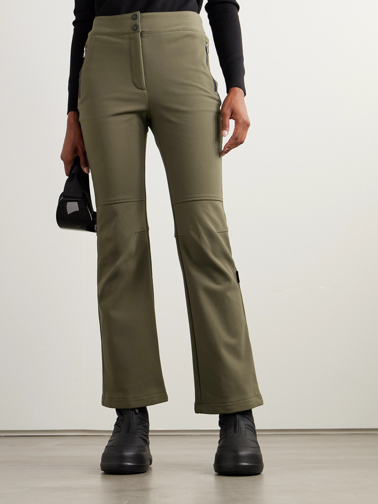 Yves Salomon Shell Flared Ski Pants In Brown