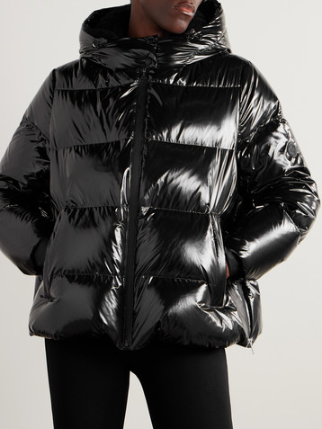 Yves Salomon Shearling-trimmed glossed-shell down ski jacket