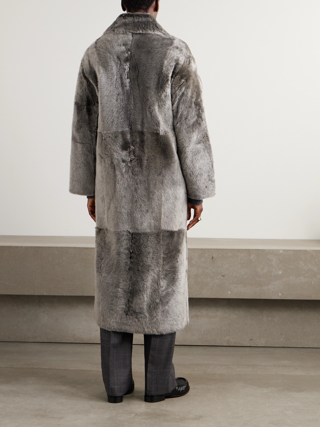 Double-Breasted Shearling Coat