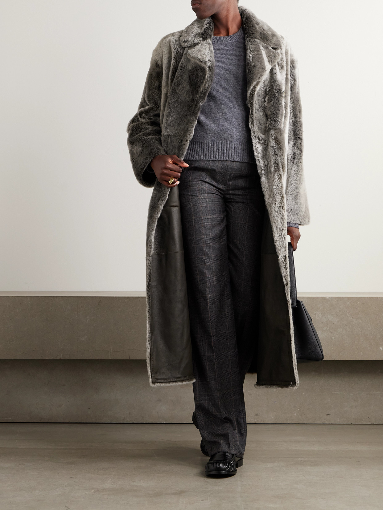 Double-Breasted Shearling Coat