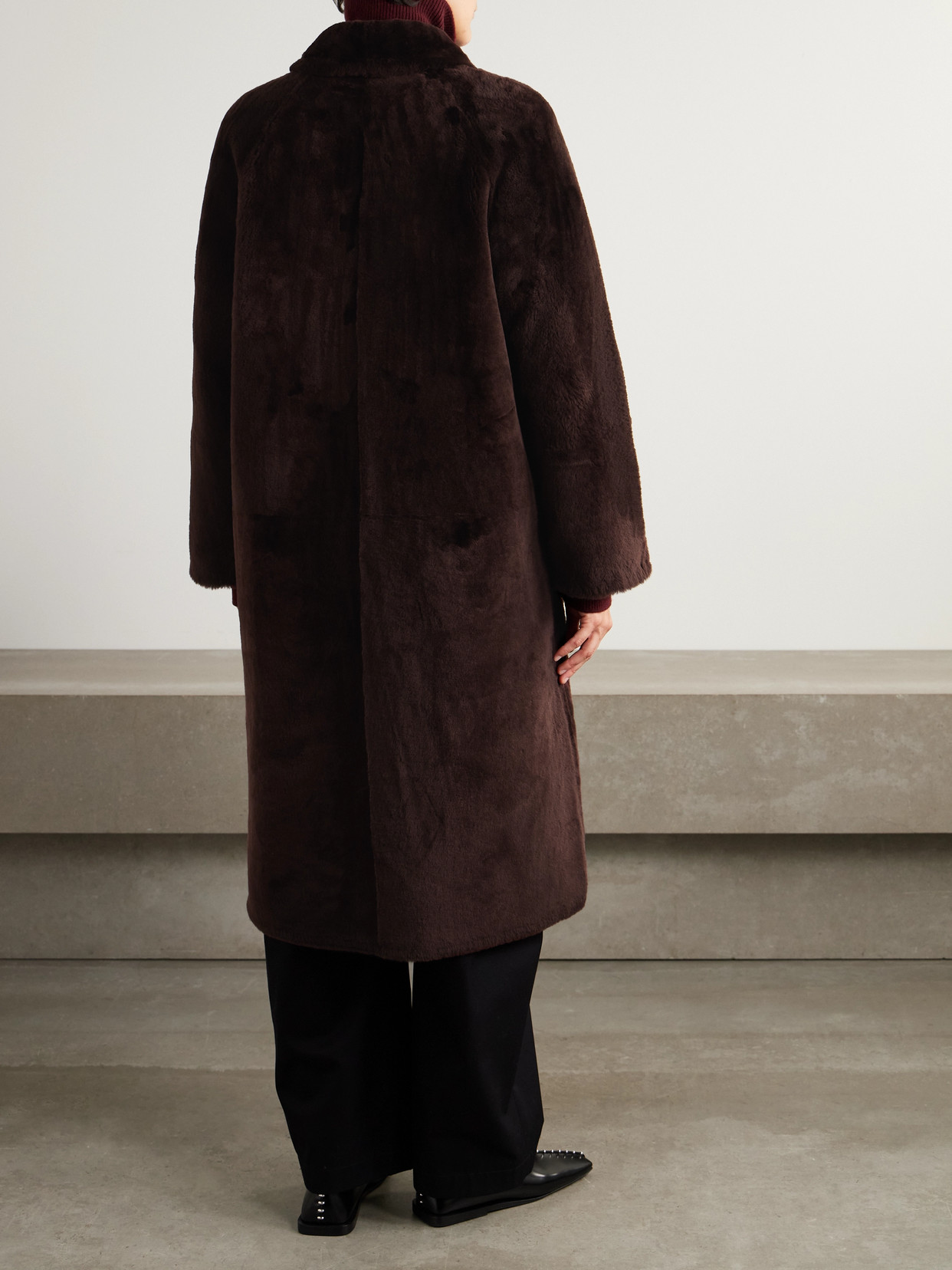 Yves Salomon Shearling Coat In Burgundy