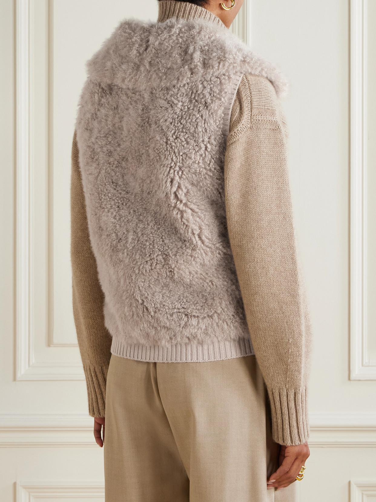 Yves Salomon Wool-trimmed Shearling Gilet In White