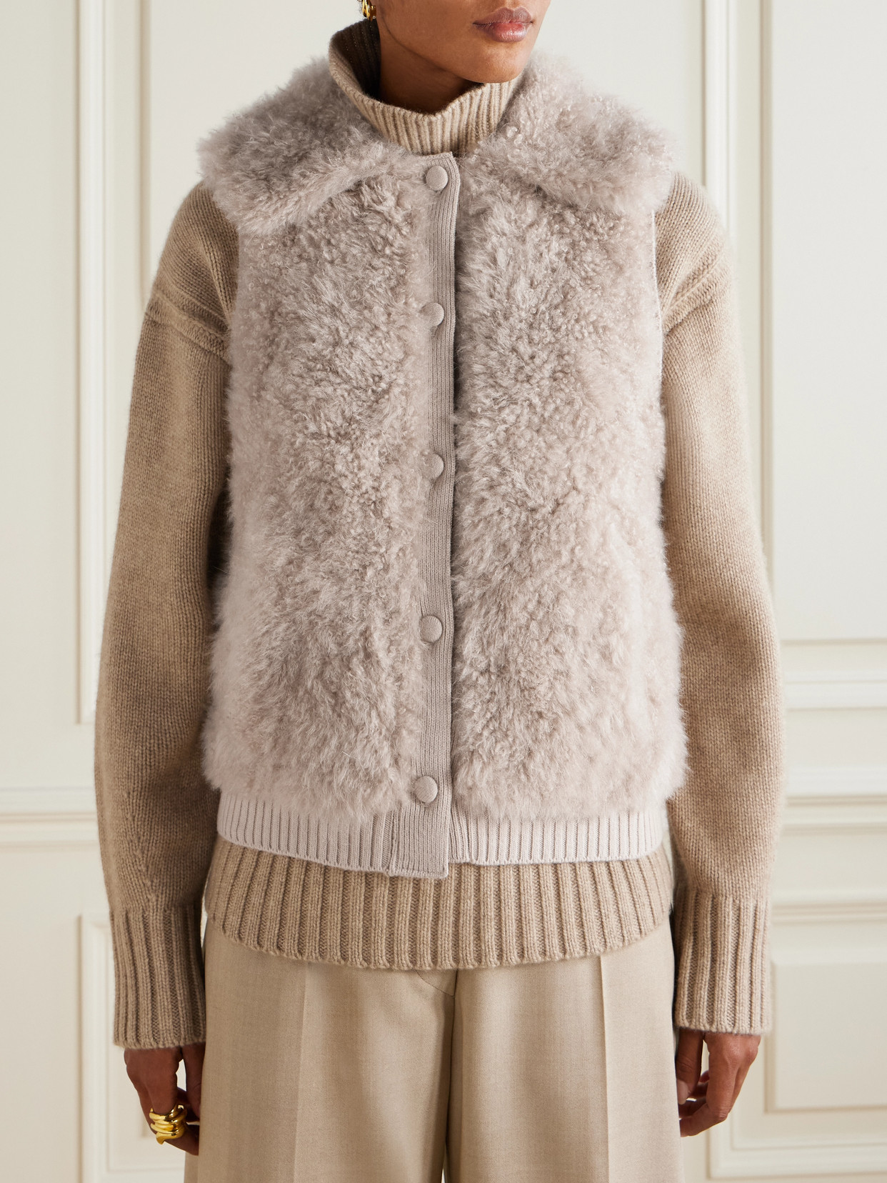 Yves Salomon Wool-trimmed Shearling Gilet In White