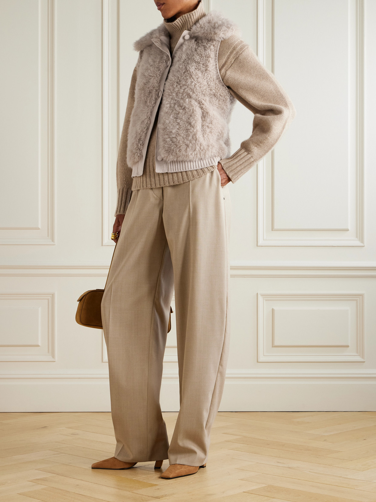 Yves Salomon Wool-trimmed Shearling Gilet In White