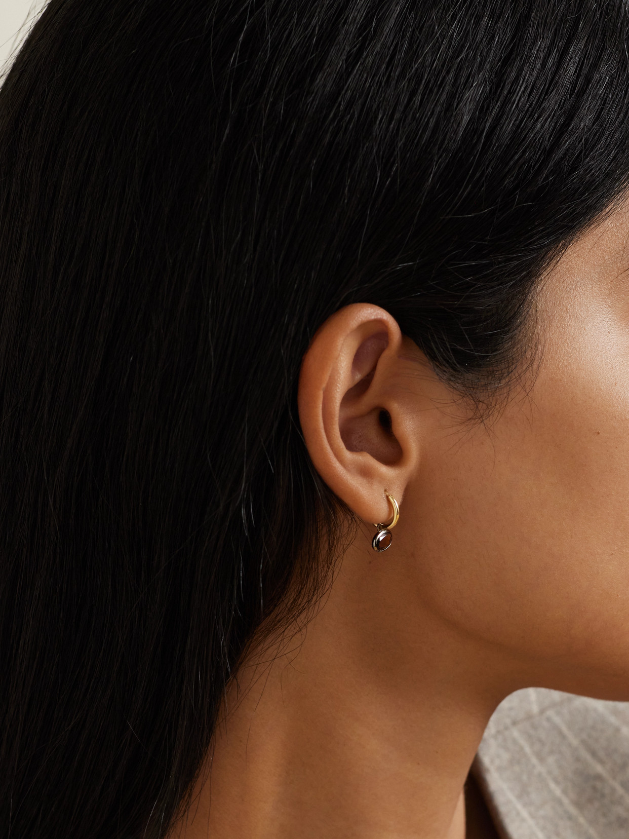 By Pariah Orbit 14-karat Recycled Gold Smokey Quartz Hoop Earrings