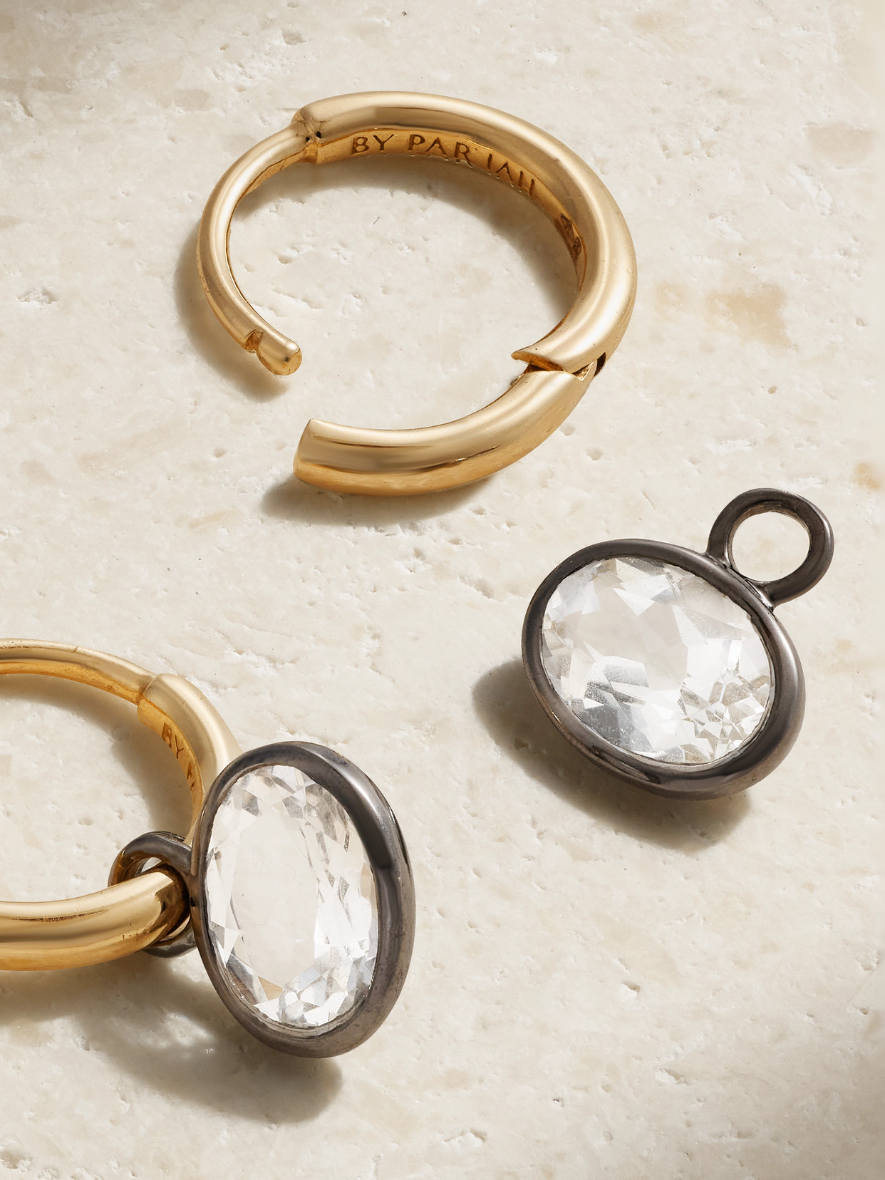 By Pariah Orbit 14-karat Recycled Gold, Rhodium And Topaz Hoop Earrings