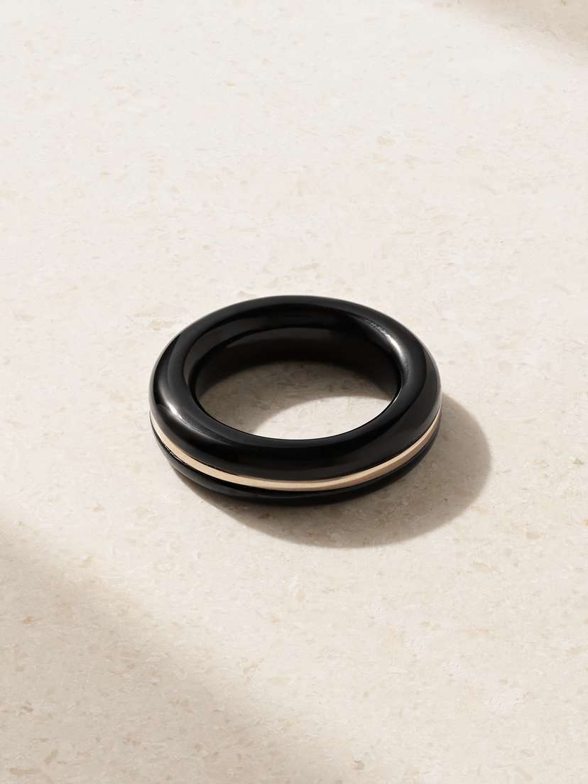 By Pariah Essential Stacking 14-karat Recycled Gold Onyx Ring