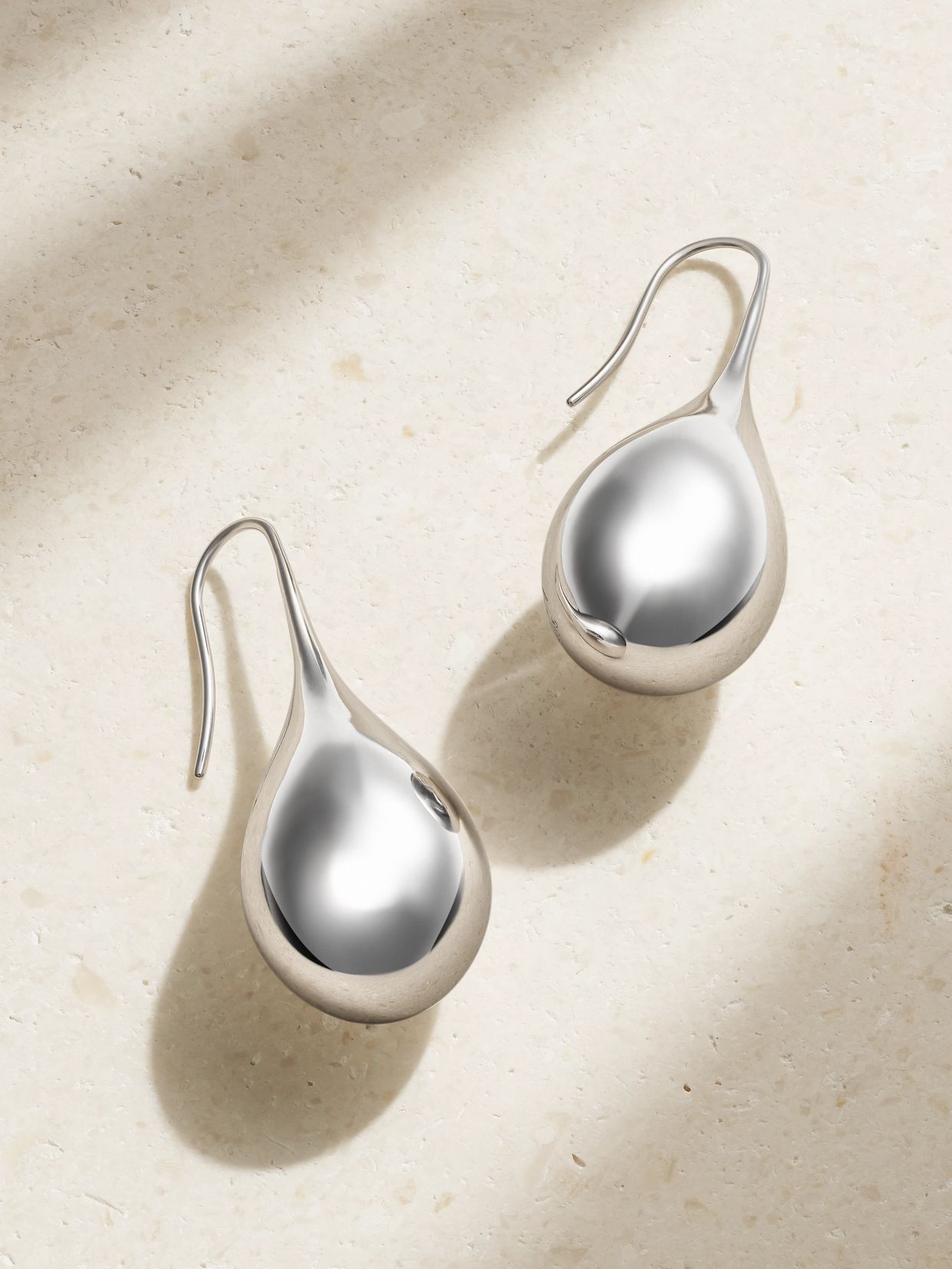 Drop large recycled sterling silver earrings