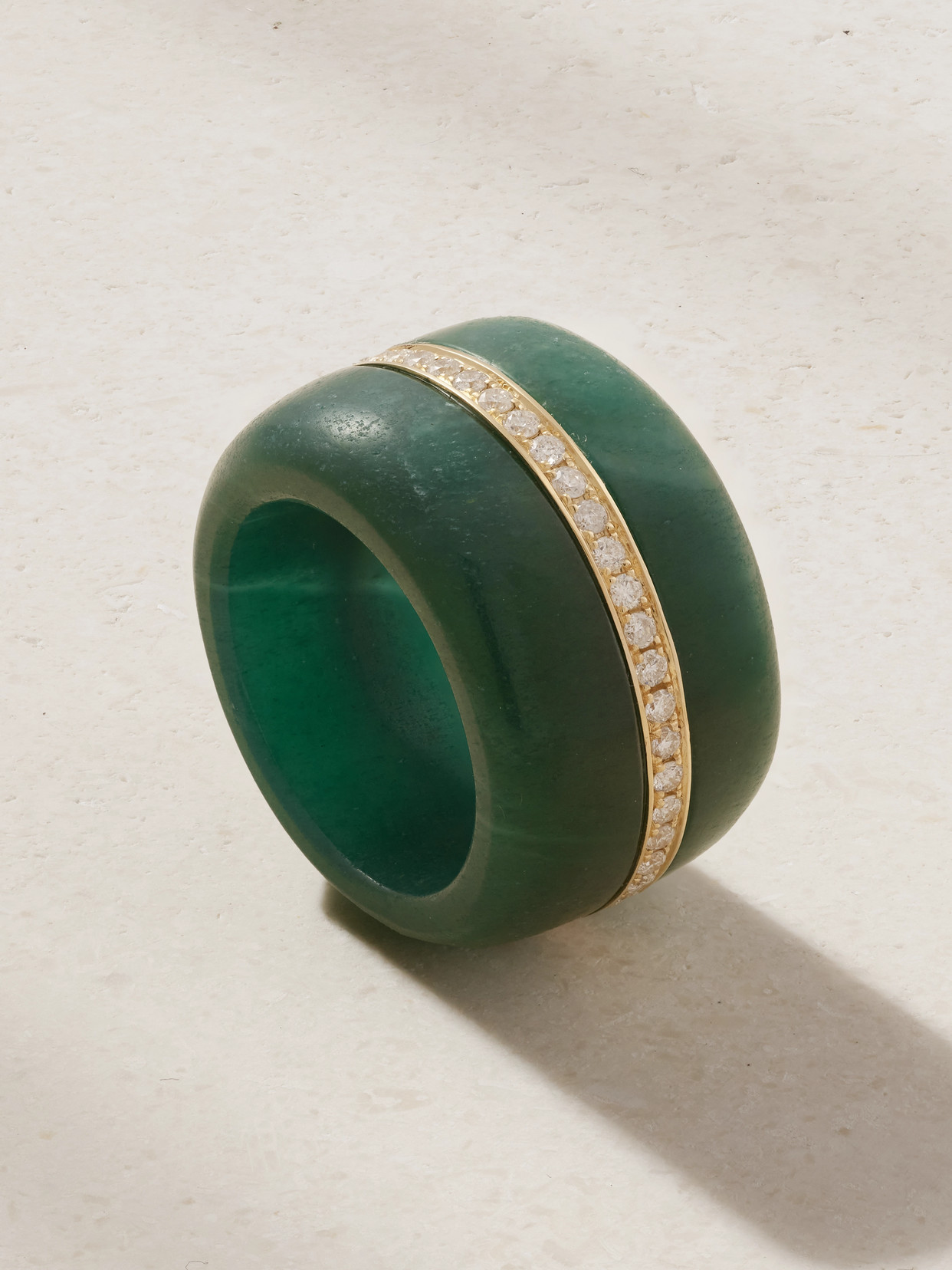 By Pariah Pebble 14-karat Gold, Chalcedony And Diamond Ring In Green