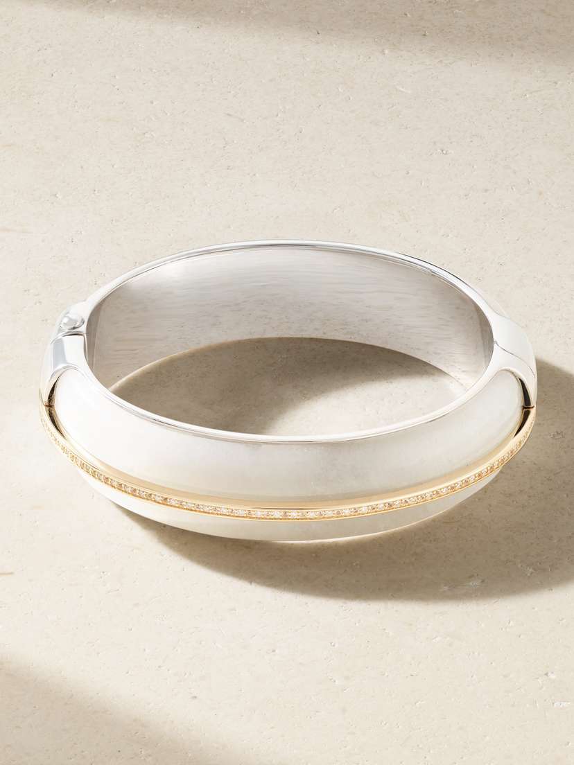 By Pariah Pebble 14-karat Recycled Gold, terling ilver, Jasper And Diamond Bracelet