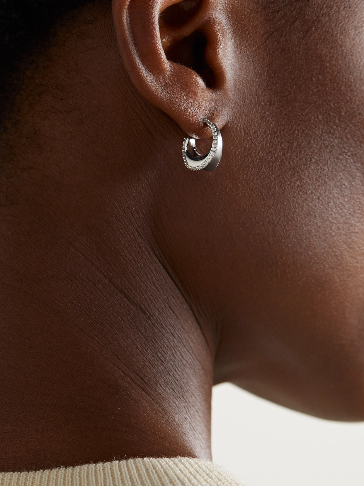 By Pariah O Huggies Mini Recycled Sterling Silver Sapphire Hoop Earrings In Metallic