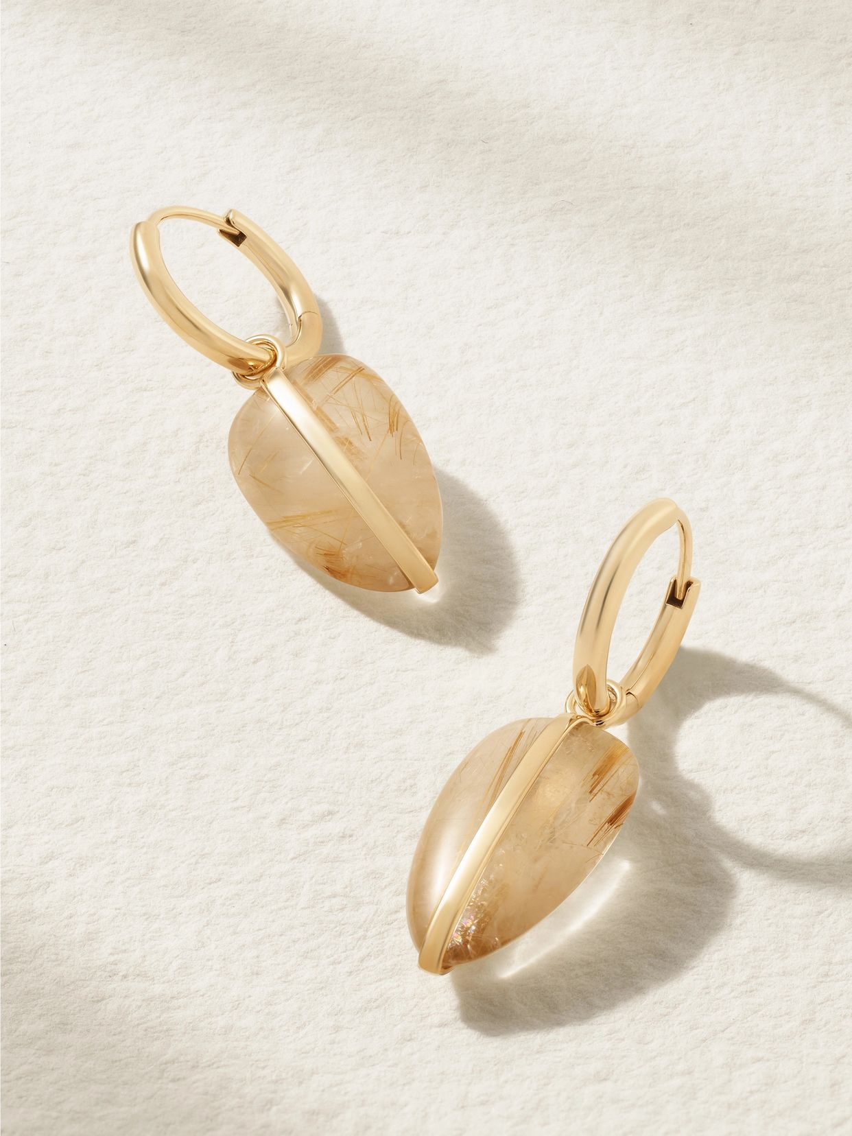 Pebble 14-karat recycled gold quartz hoop earrings
