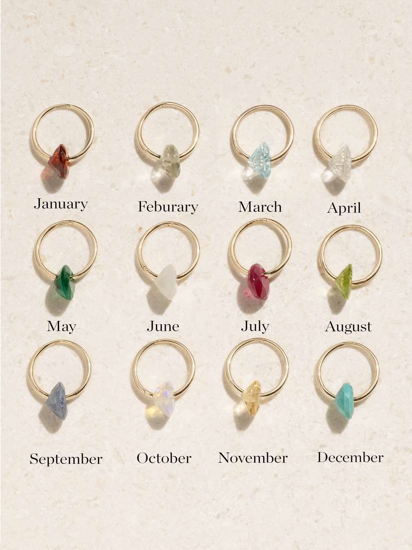 By Pariah Birthstone 14-karat Recycled Gold Multi-stone Single Hoop Earring