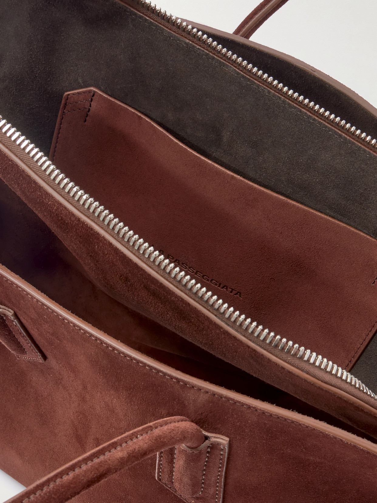 Attico Rectangular Suede Finish Double Handles Shoulder Bag In Brown