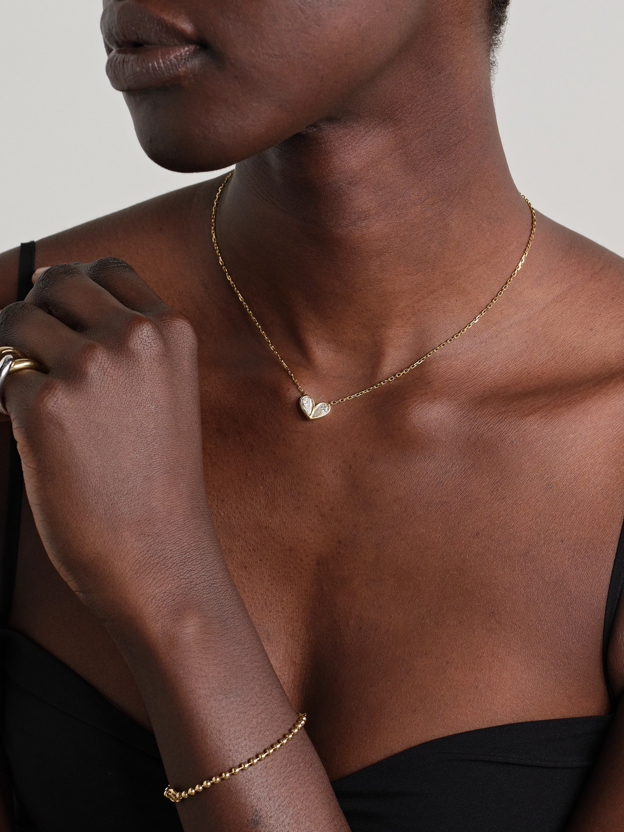 Gemella Sweetheart 18-karat Gold Diamond Necklace In Gold