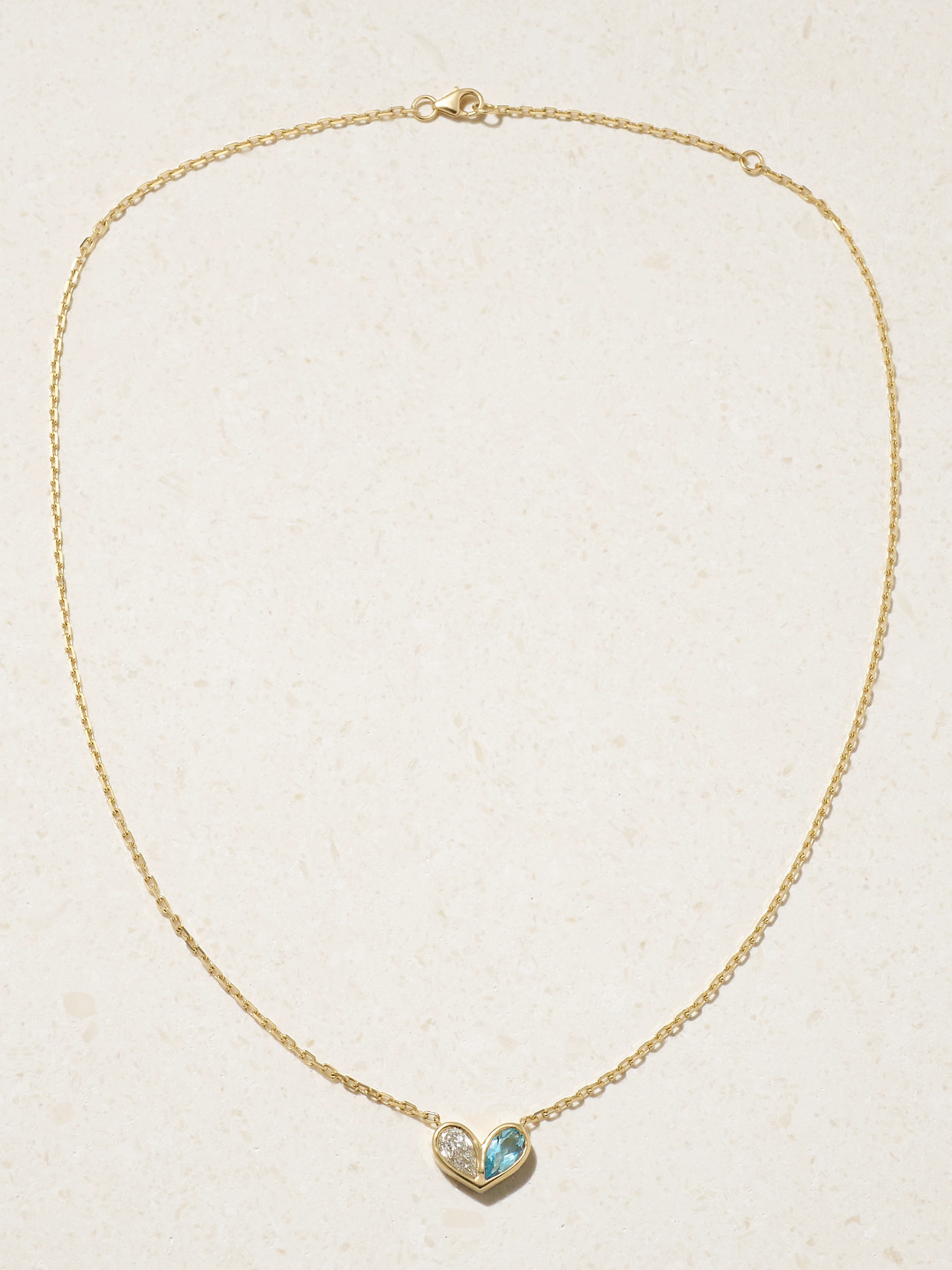 Gemella Sweetheart 18-karat Gold, Diamond And Aquamarine Necklace In Gold