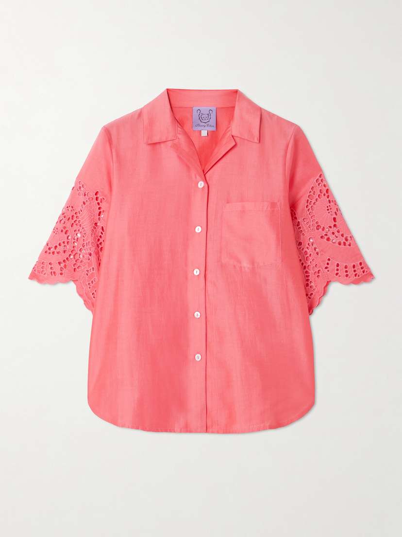 Thierry Colson Zouk Broderie Anglaise Cotton And Silk-blend Shirt