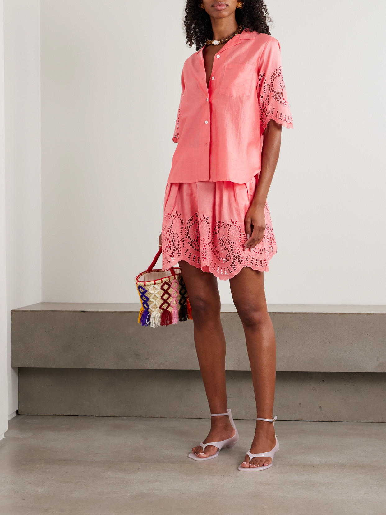 Zouk Broderie Anglaise Cotton And Silk-Blend Shirt
