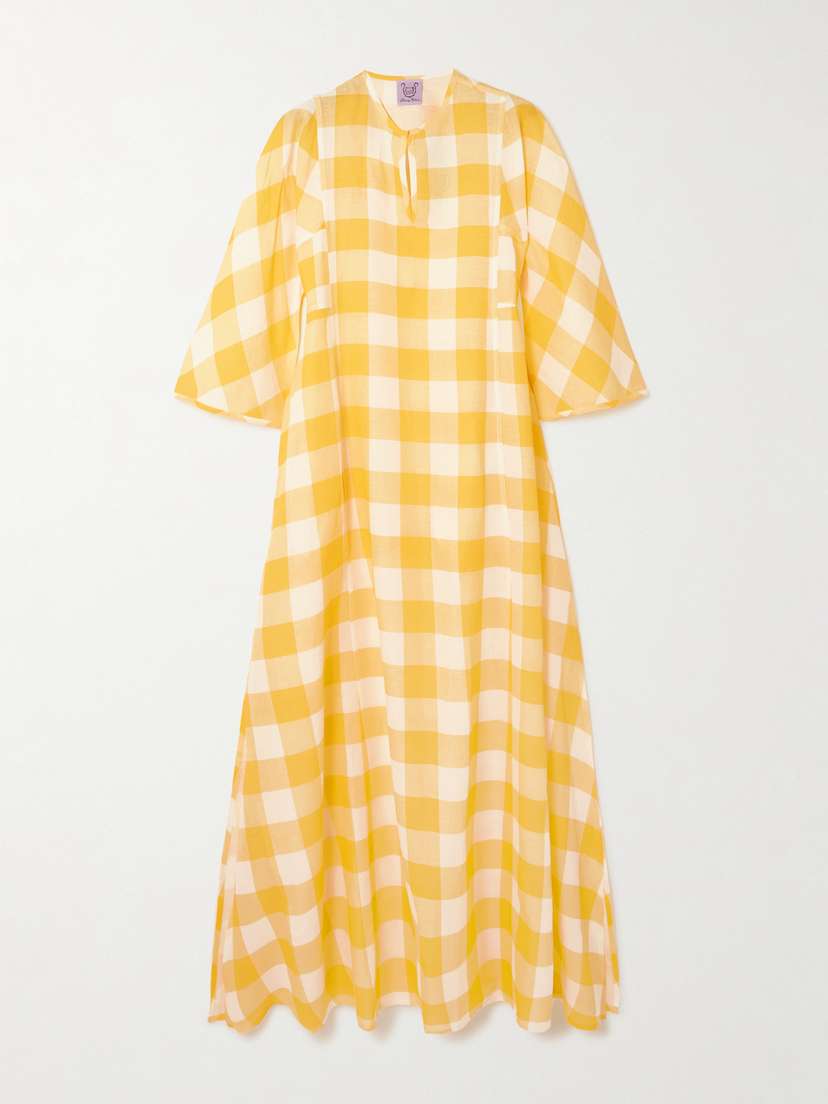 Thierry Colson Rachel Gingham Linen And Cotton-blend Maxi Dress