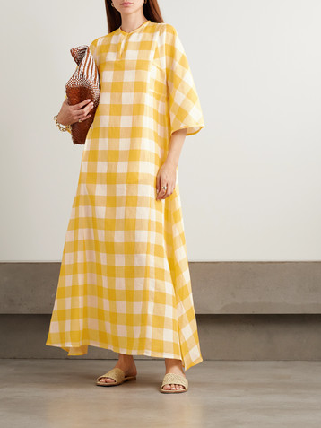 THIERRY COLSON Rachel gingham linen and cotton-blend maxi dress