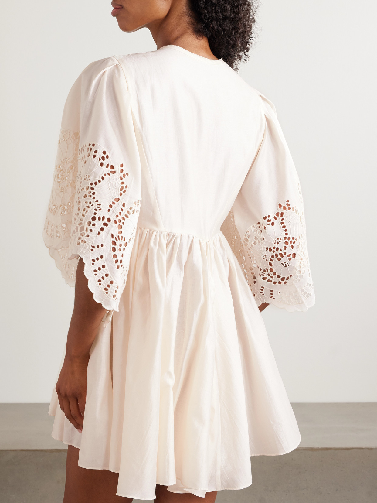 Thierry Colson Basil Scalloped Broderie Anglaise Cotton And Silk-blend Mini Dress