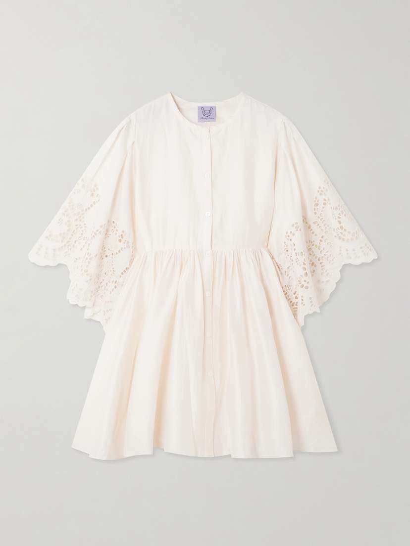 Thierry Colson Basil Scalloped Broderie Anglaise Cotton And Silk-blend Mini Dress