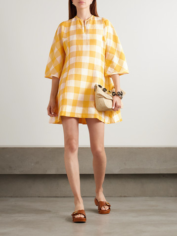 THIERRY COLSON Rachel gingham linen and cotton-blend mini dress