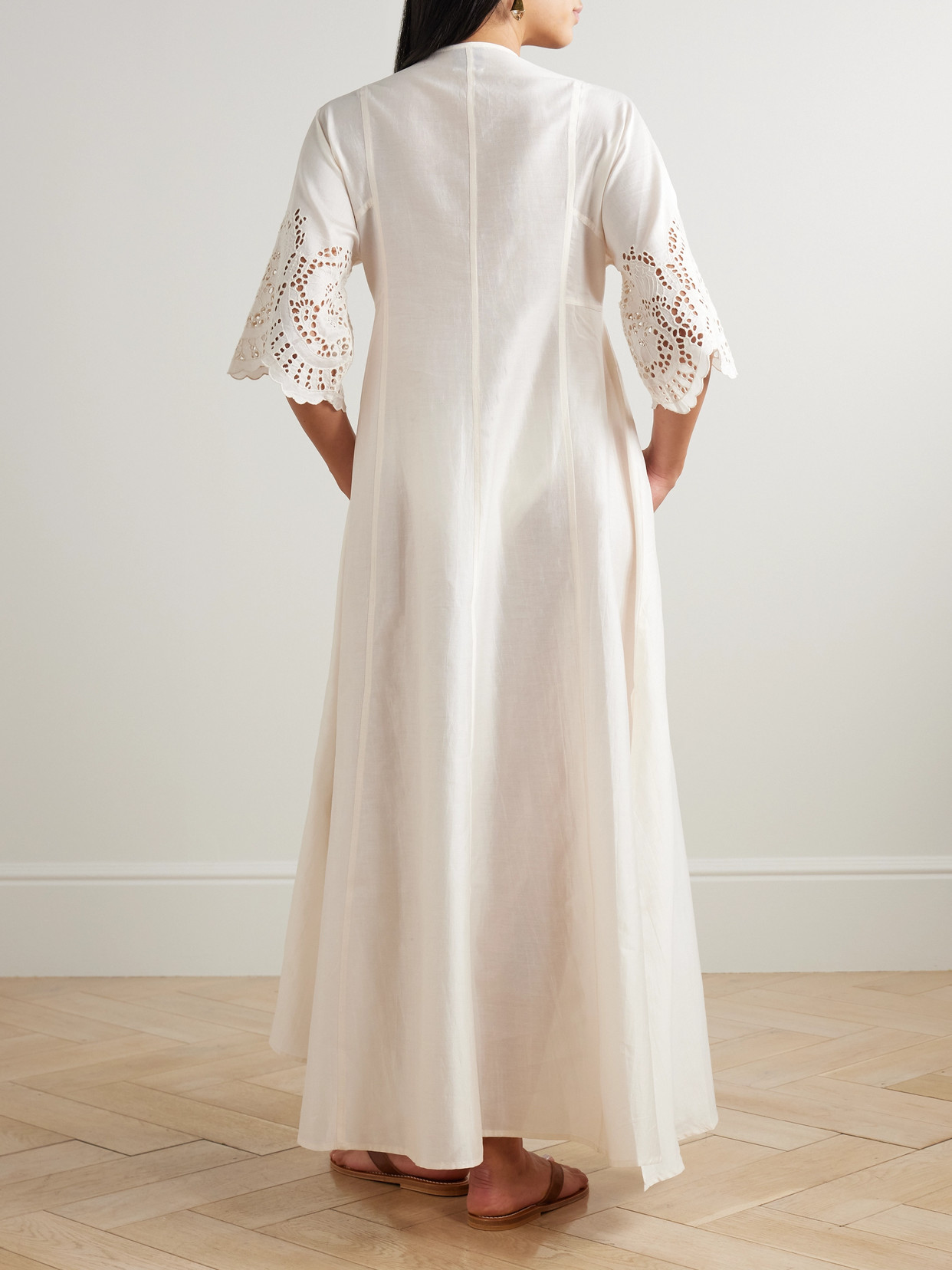 Thierry Colson Rachel Broderie Anglaise Cotton And Silk-blend Kaftan