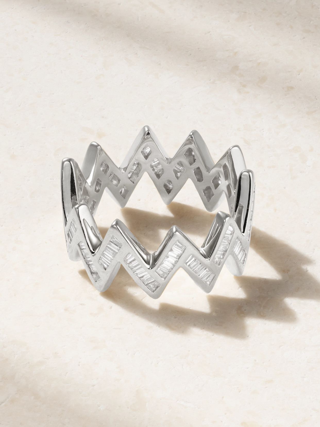 Kolours Jewelry Creo 14-karat White Gold Diamond Ring In Silver