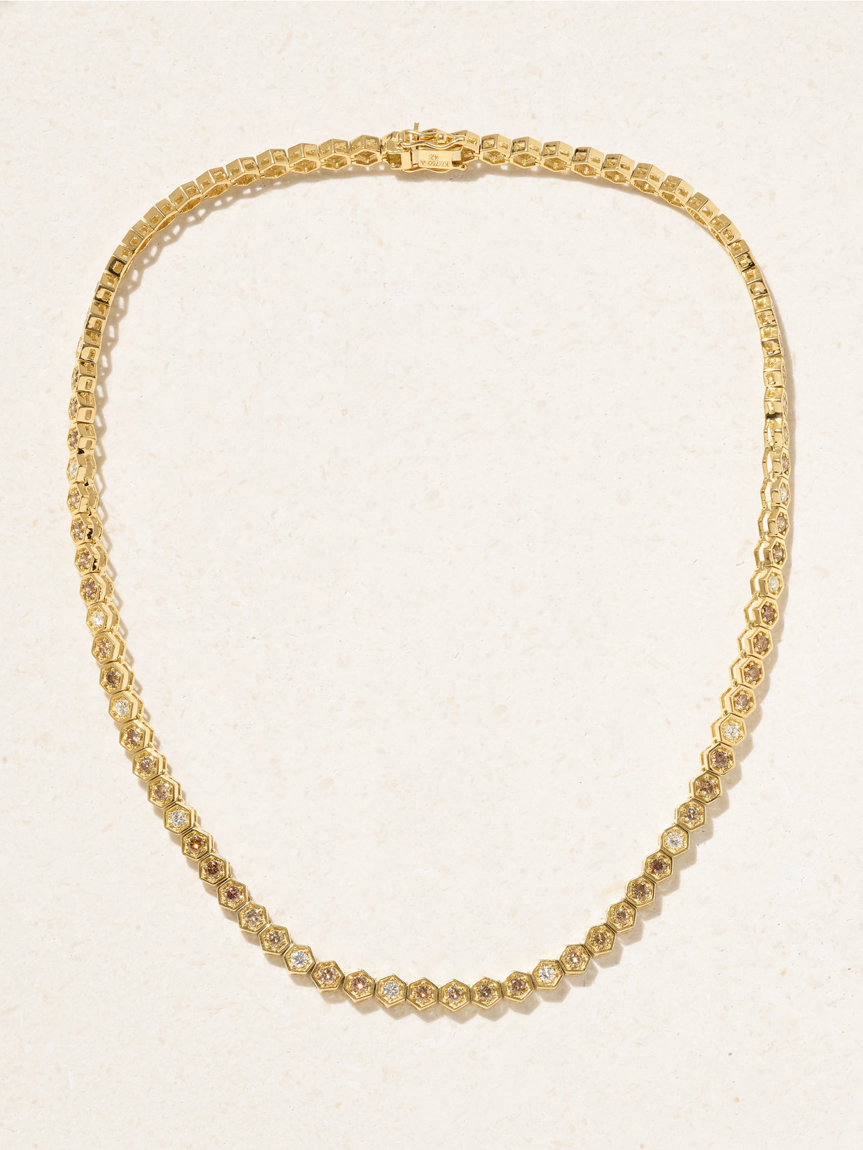 Kolours Jewelry Hexagon Large 18-karat Gold Diamond Tennis Necklace