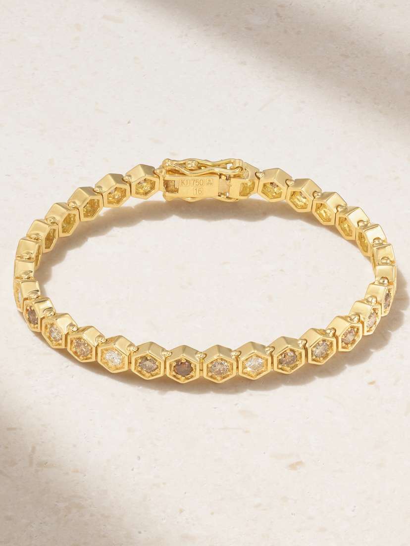 KOLOURS JEWELRY Hexagon Medium 18-karat Gold Diamond Bracelet