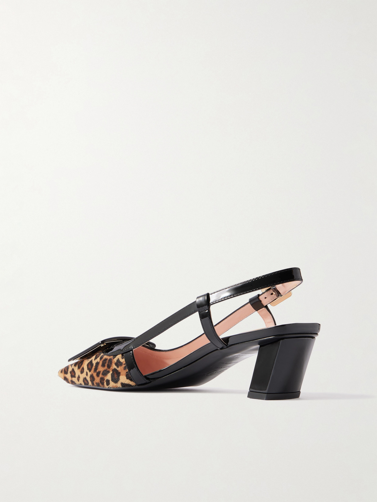 Roger Vivier Belle Vivier 45 Patent Leather-trimmed Leopard-print Pony Hair Slingback Pumps In Multi