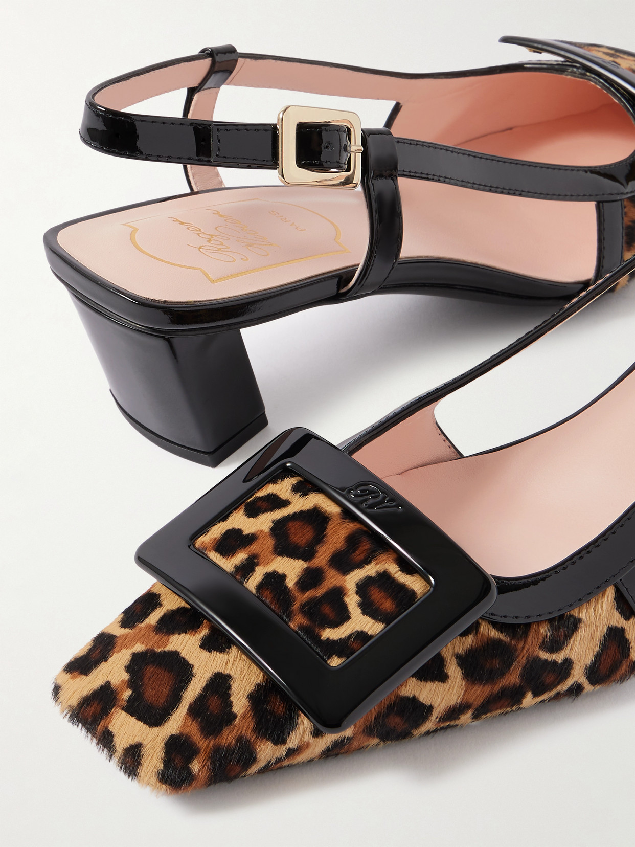 Roger Vivier Belle Vivier 45 Patent Leather-trimmed Leopard-print Pony Hair Slingback Pumps In Multi